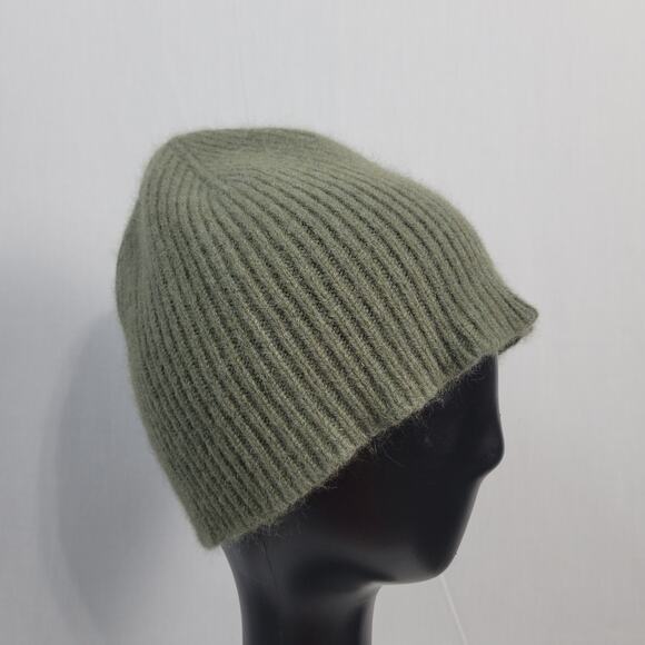 Mackie Scotland Wool Angora Ribbed Knit Beanie Hat OS unisex green grunge - Picture 1 of 9